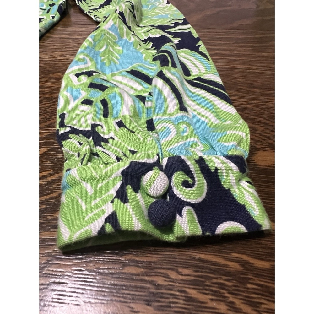 Lilly Pulitzer Ritchie Dress Womens Small Blue Green Tropical Fern Silk Blend - Picture 3 of 12